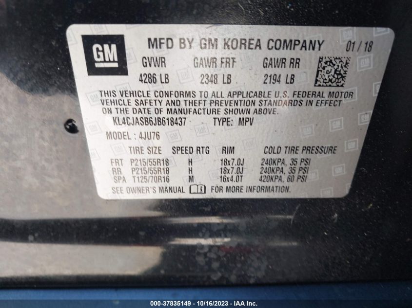 2018 BUICK ENCORE PREFERRED - KL4CJASB6JB618437
