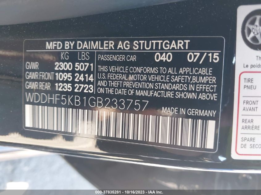 2016 MERCEDES-BENZ E-CLASS E 350 - WDDHF5KB1GB233757