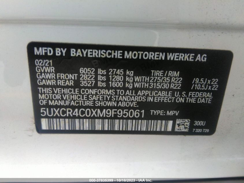 5UXCR4C0XM9F95061 2021 BMW X5, photo no. 9