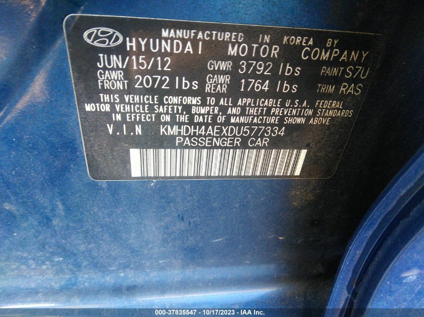2013 HYUNDAI ELANTRA GLS/LIMITED - KMHDH4AEXDU577334