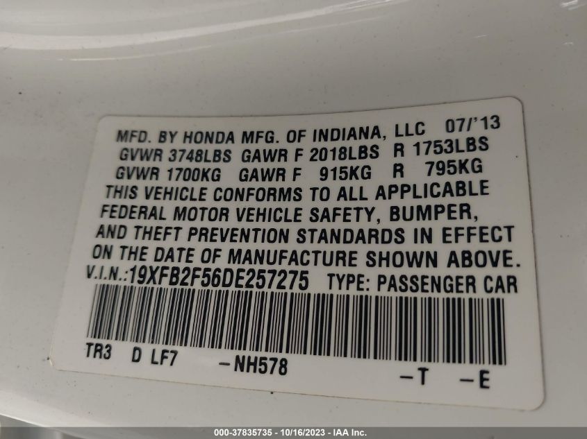 2013 HONDA CIVIC SDN LX - 19XFB2F56DE257275