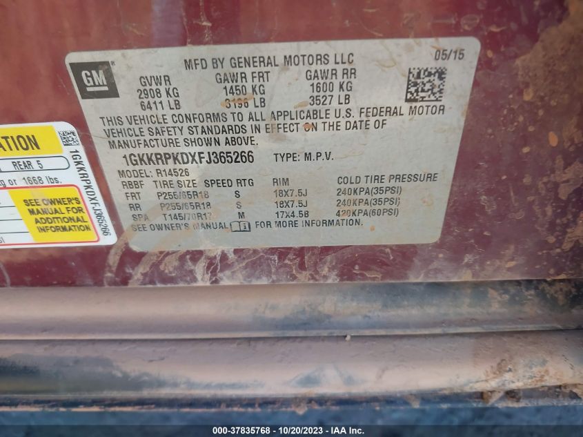 2015 GMC ACADIA SLE - 1GKKRPKDXFJ365266