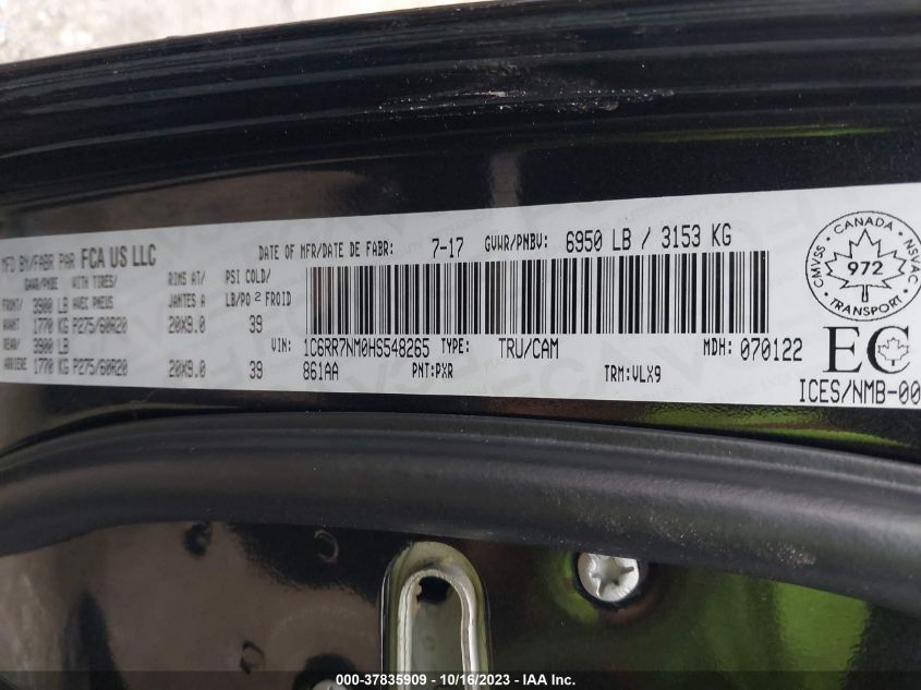 2017 RAM 1500 LARAMIE - 1C6RR7NM0HS548265