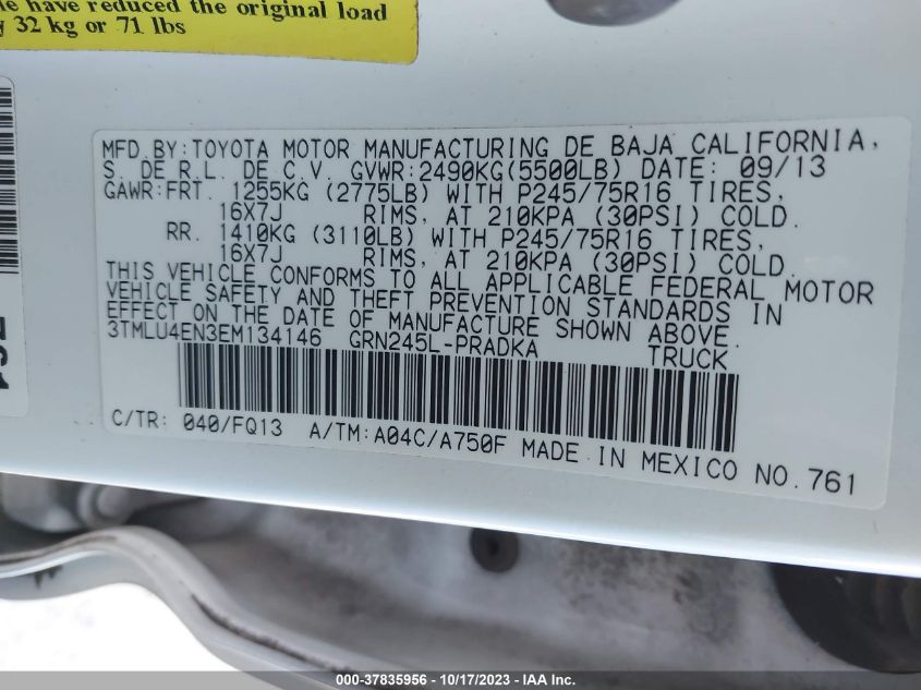 2014 TOYOTA TACOMA - 3TMLU4EN3EM134146