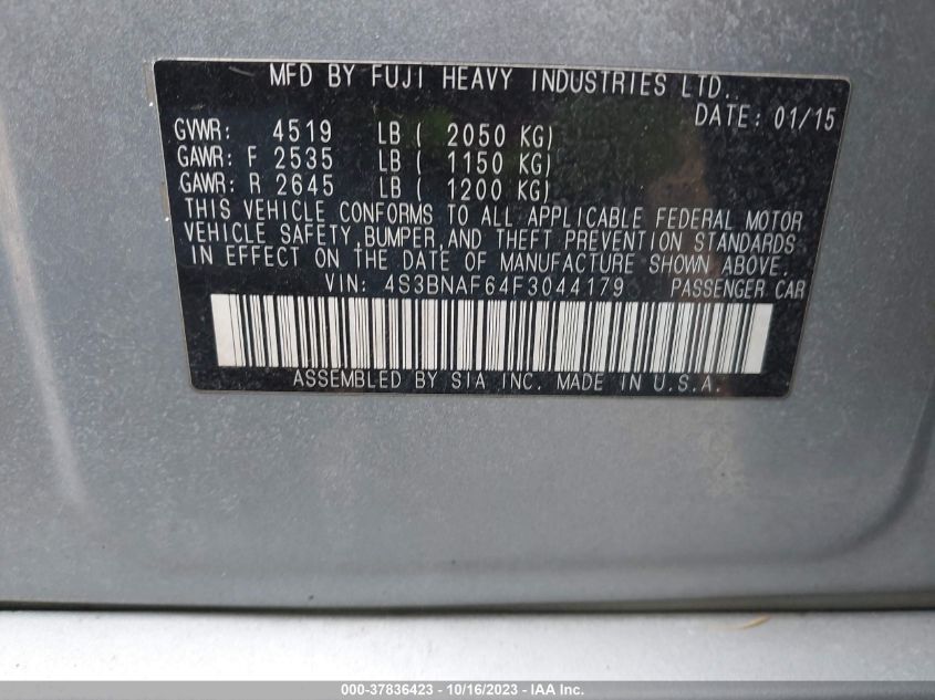 2015 SUBARU LEGACY 2.5I PREMIUM - 4S3BNAF64F3044179