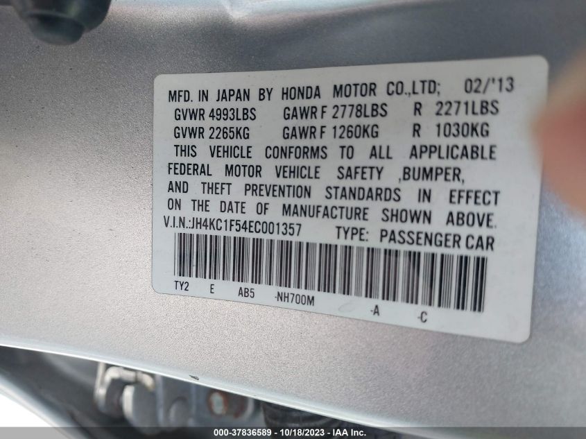 2014 ACURA RLX TECH PKG JH4KC1F54EC001357