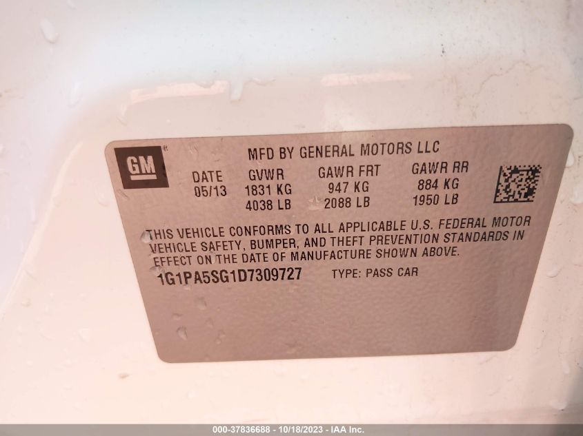 2013 CHEVROLET CRUZE LS - 1G1PA5SG1D7309727