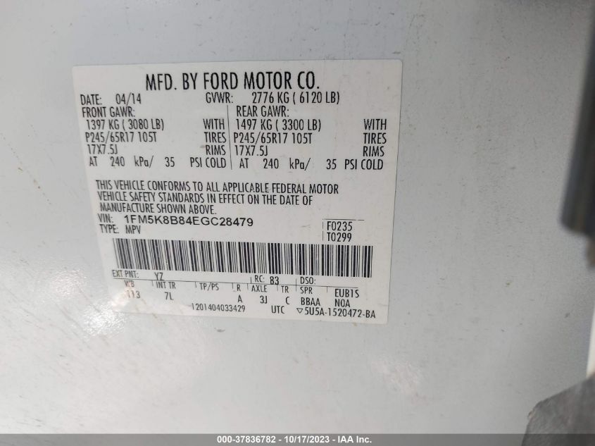 2014 FORD EXPLORER - 1FM5K8B84EGC28479