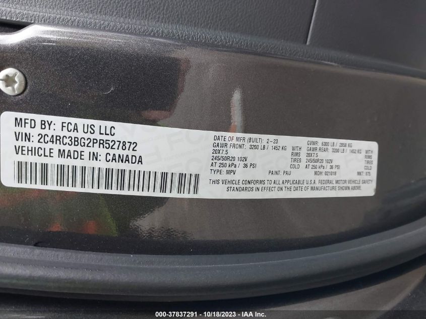 2C4RC3BG2PR527872 Chrysler Pacifica TOURING L 9