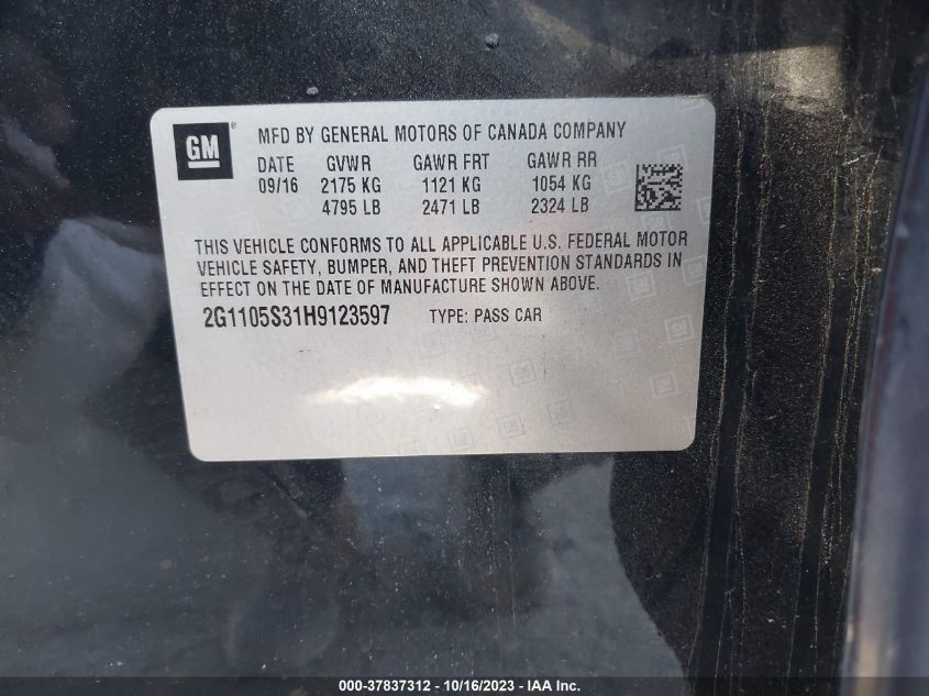 2017 CHEVROLET IMPALA LT - 2G1105S31H9123597