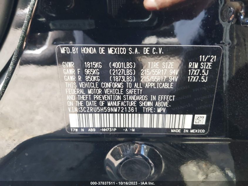 2022 HONDA HR-V EX - 3CZRU5H59NM721361