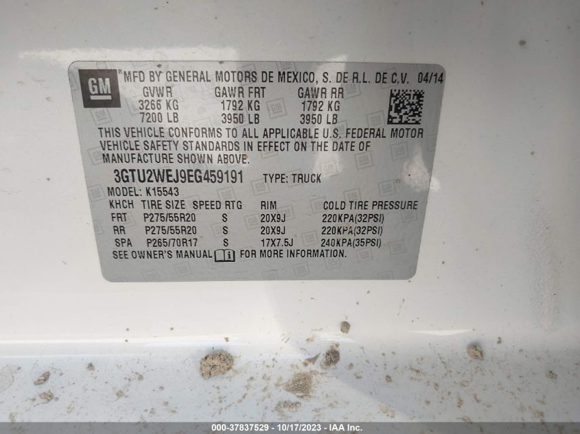 2014 GMC SIERRA 1500 DENALI - 3GTU2WEJ9EG459191