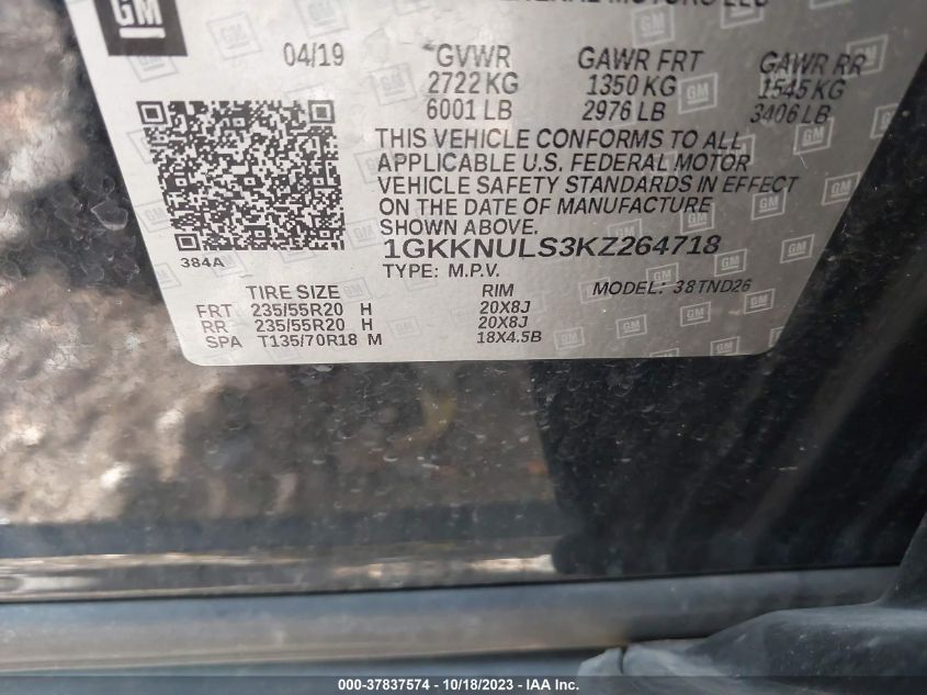 1GKKNULS3KZ264718 GMC Acadia SLT-1 9