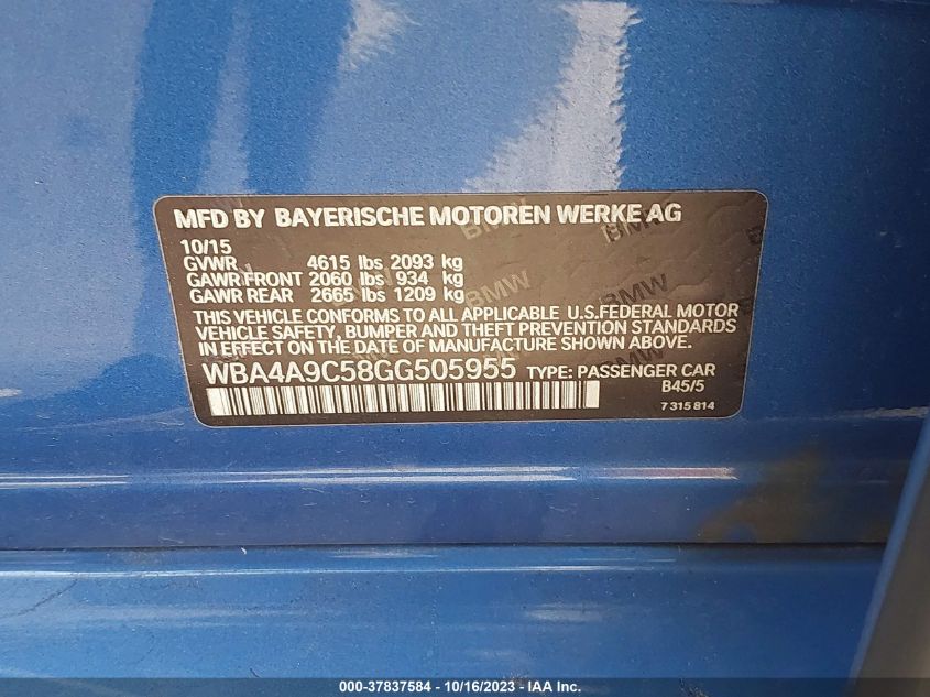 2016 BMW 428I GRAN COUPE WBA4A9C58GG505955