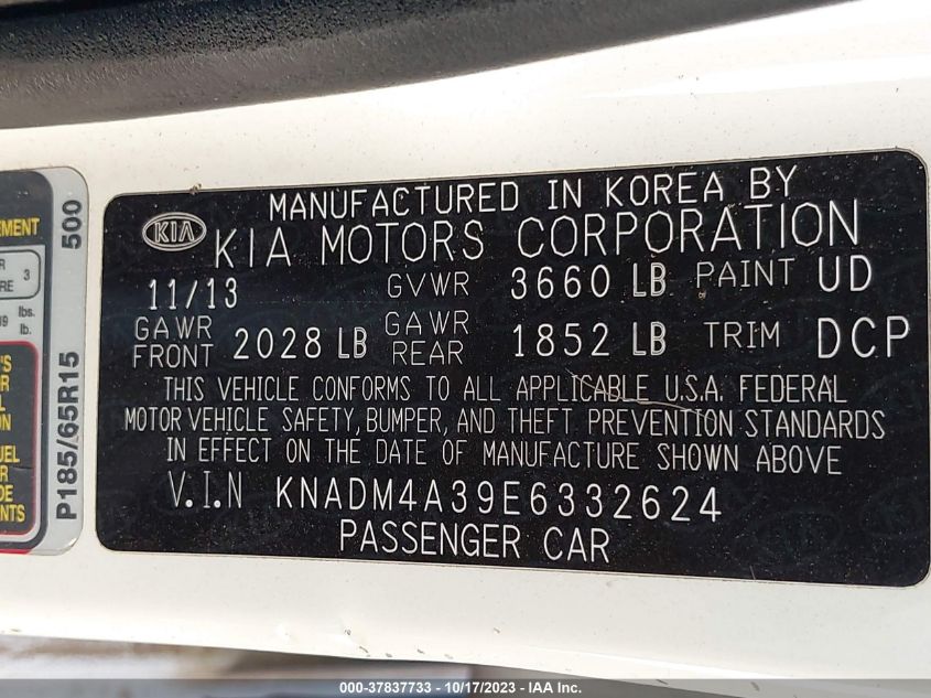 2014 KIA RIO LX - KNADM4A39E6332624