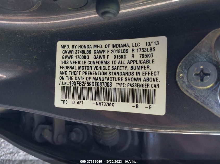 2013 HONDA CIVIC LX - 19XFB2F59DE087008