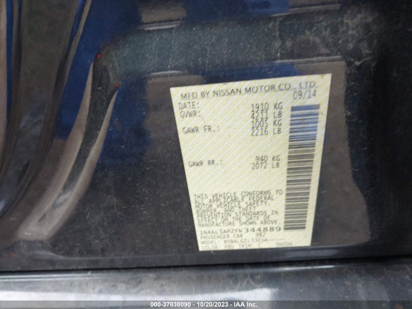 2015 NISSAN ALTIMA 2.5/S/SV/SL - 1N4AL3AP2FN344889
