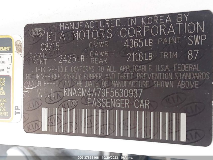 2015 KIA OPTIMA LX - KNAGM4A79F5630937