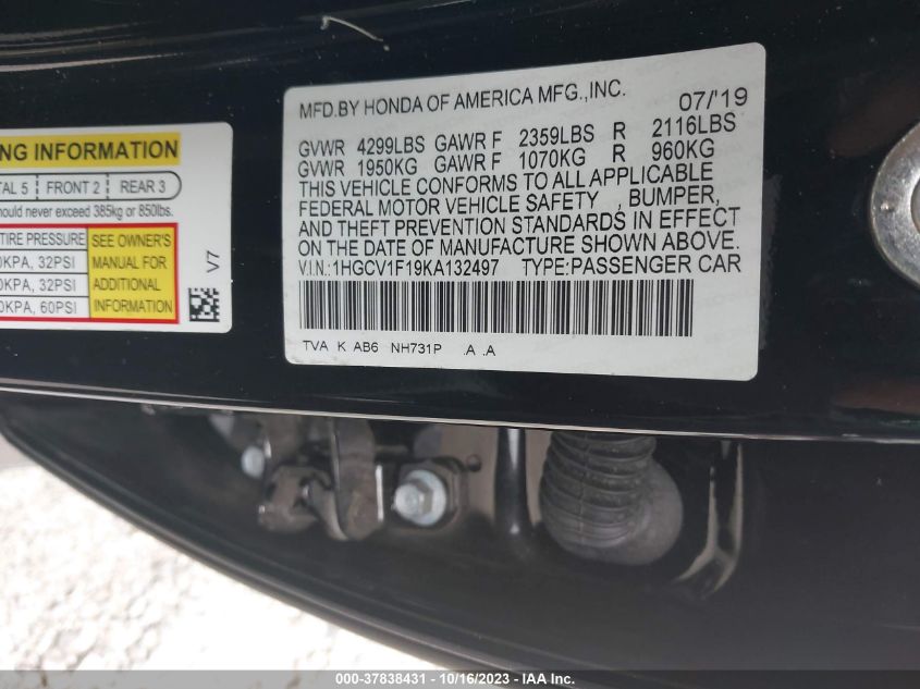 2019 HONDA ACCORD SEDAN LX 1.5T - 1HGCV1F19KA132497