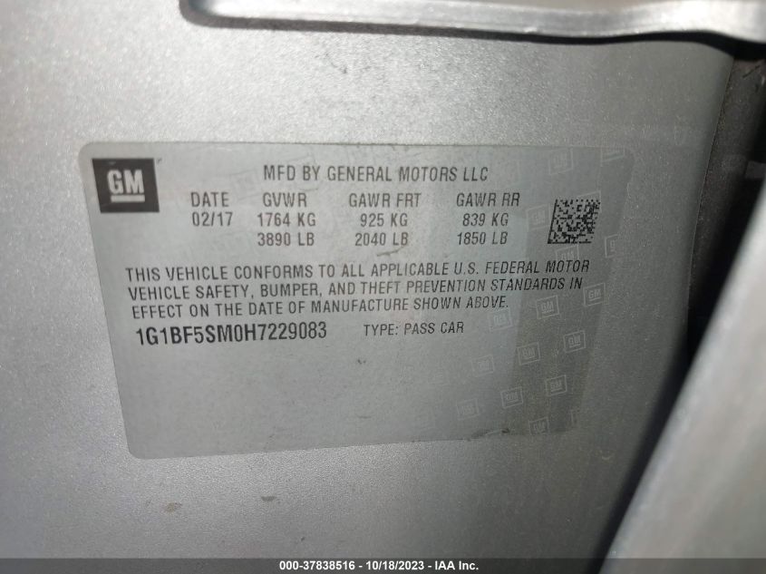 2017 CHEVROLET CRUZE PREMIER - 1G1BF5SM0H7229083