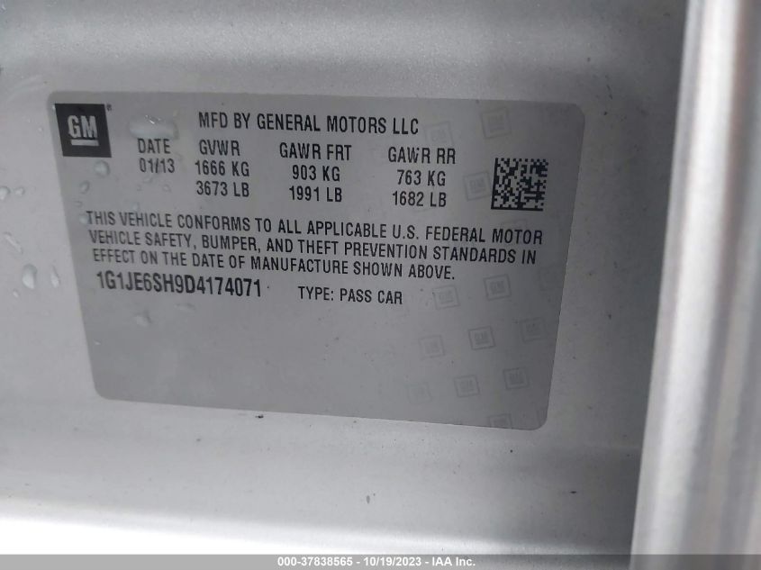 2013 CHEVROLET SONIC LTZ - 1G1JE6SH9D4174071