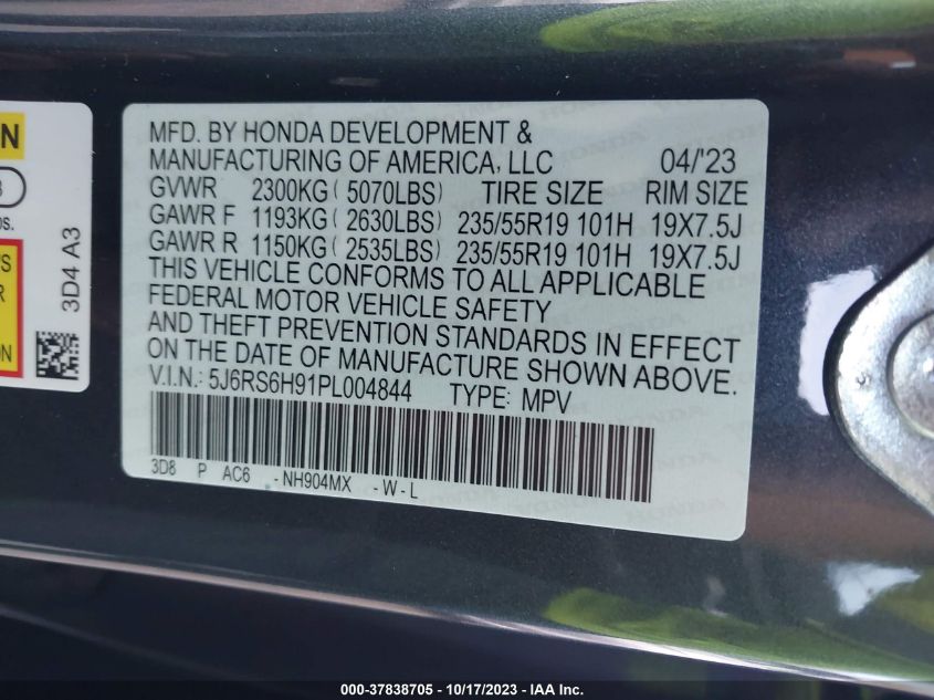 5J6RS6H91PL004844 Honda CR-V Hybrid SPORT TOURING 9