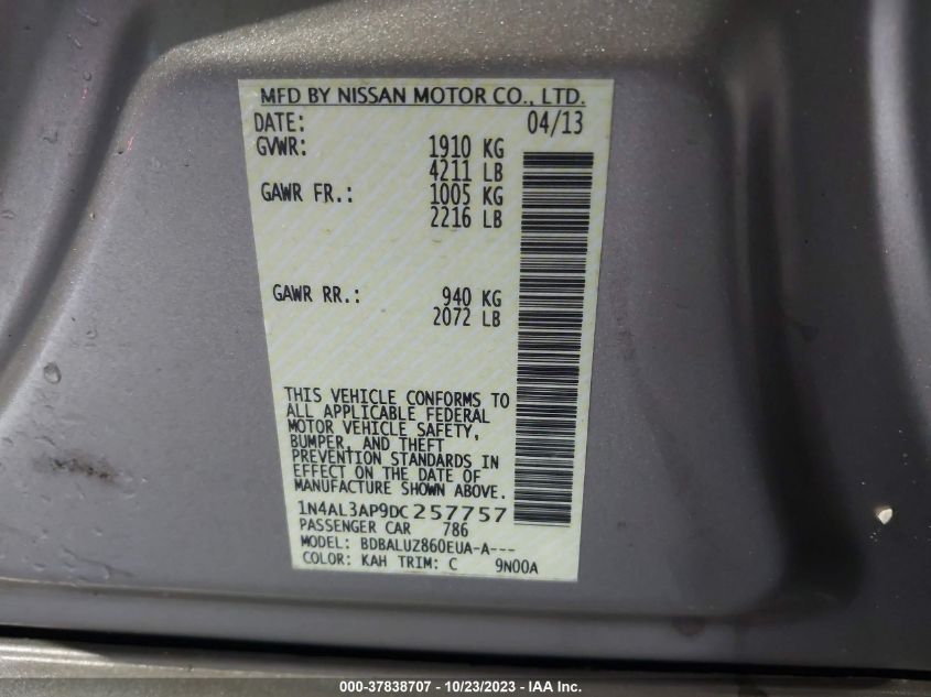 2013 NISSAN ALTIMA 2.5 SV - 1N4AL3AP9DC257757