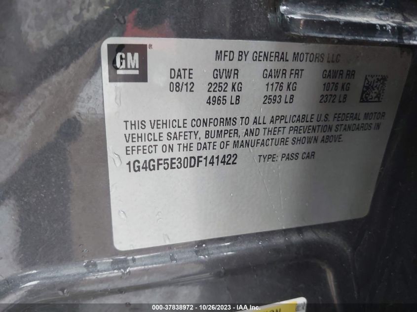 2013 BUICK LACROSSE PREMIUM 1 - 1G4GF5E30DF141422