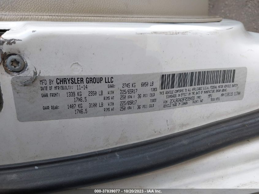 2015 RAM CARGO TRADESMAN 2C4JRGAG9FR599459