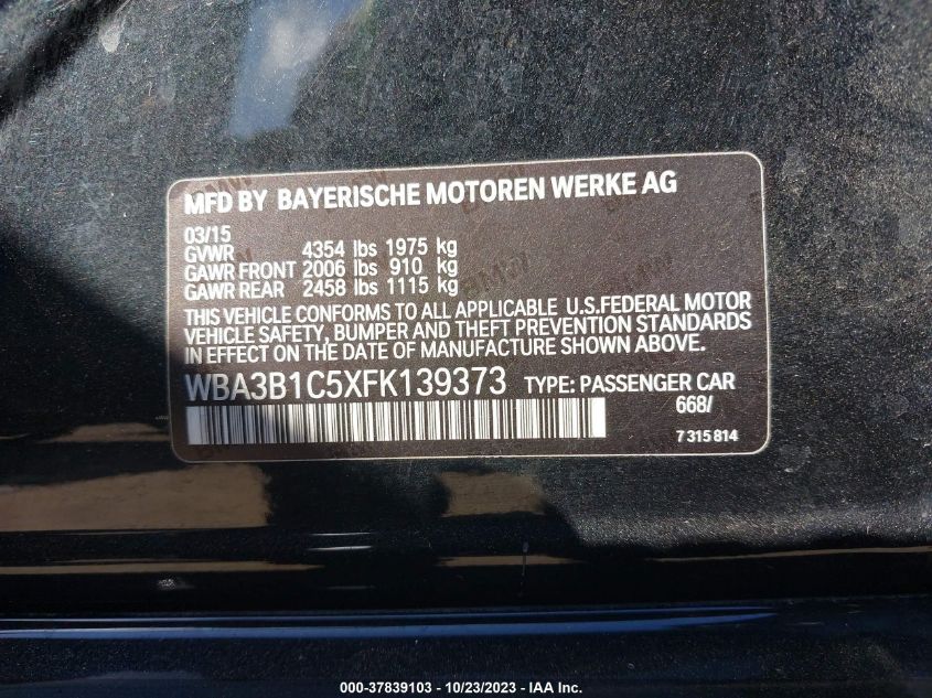 2015 BMW 3 SERIES 320I - WBA3B1C5XFK139373