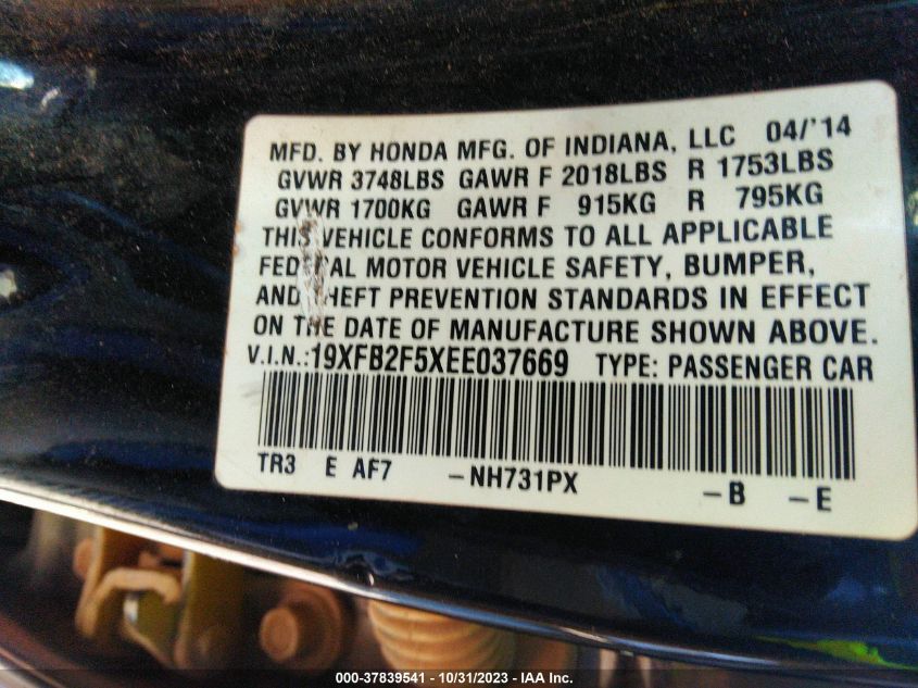 2014 HONDA CIVIC LX - 19XFB2F5XEE037669
