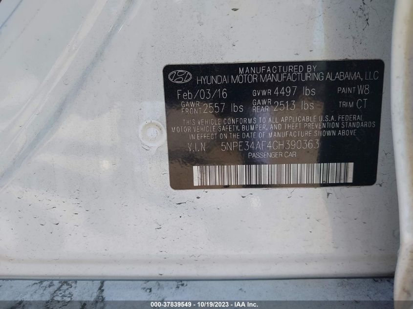 2016 HYUNDAI SONATA 2.4L SPORT - 5NPE34AF4GH390363