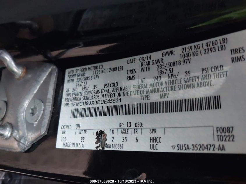 2014 FORD ESCAPE TITANIUM - 1FMCU9JX0EUE45531