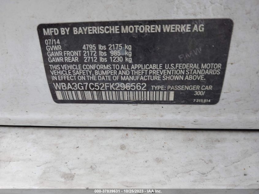 2015 BMW 328I XDRIVE - WBA3G7C52FK296562