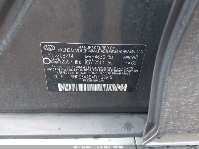 2015 HYUNDAI SONATA 2.0T LIMITED - 5NPE34AB4FH128919