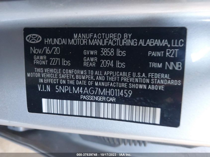 5NPLM4AG7MH011459 Hyundai Elantra SEL 9