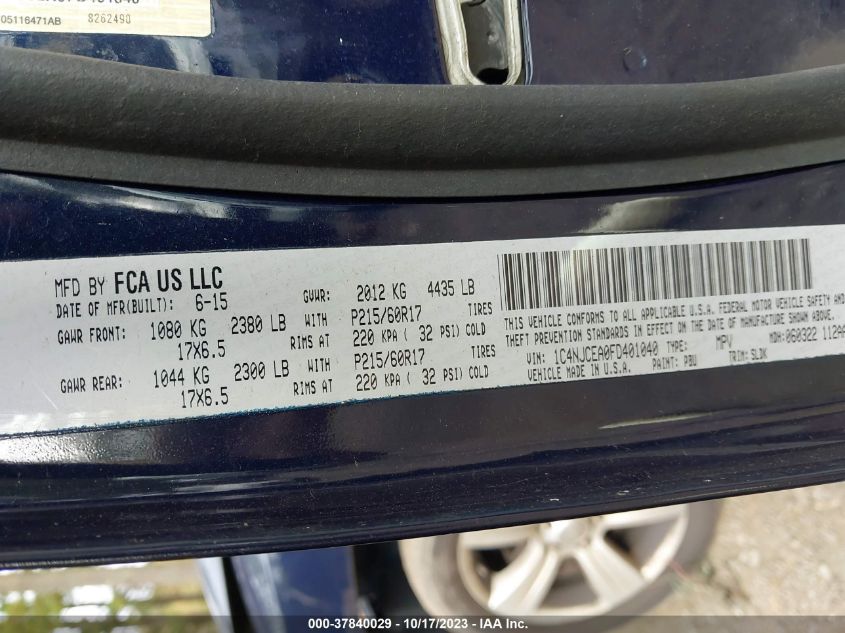 2015 JEEP COMPASS HIGH ALTITUDE EDITION - 1C4NJCEA0FD401040