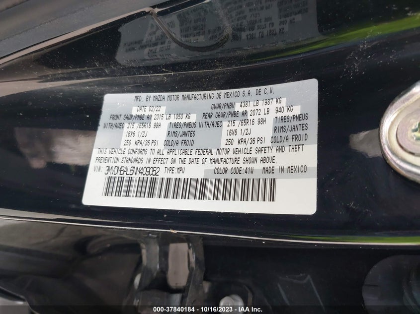 VIN 3MVDMBAL6NM409052 2022 MAZDA CX-30 2.5 S