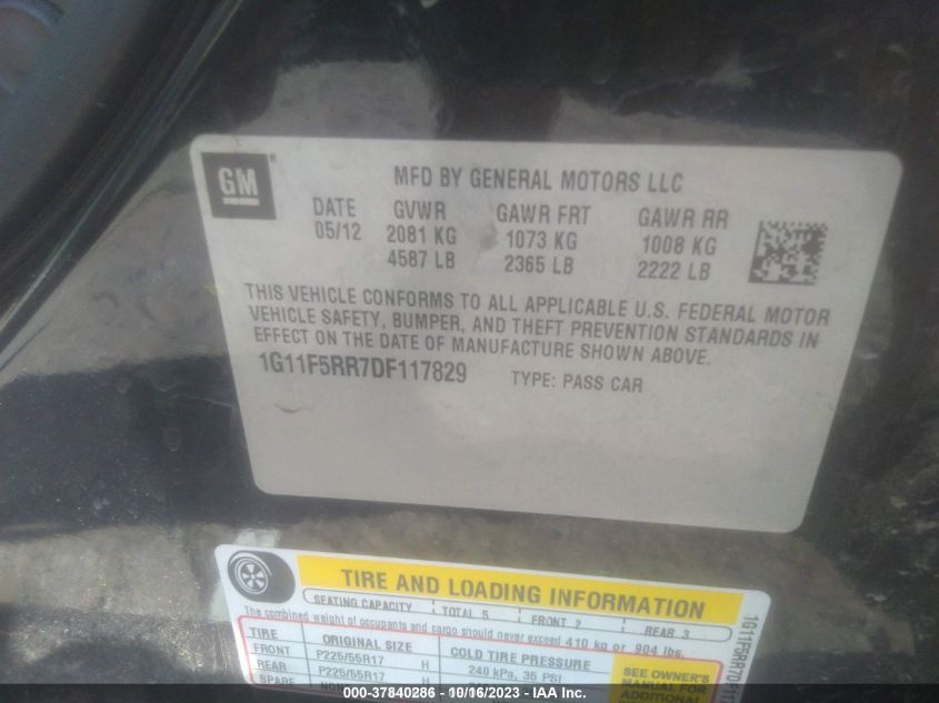 2013 CHEVROLET MALIBU ECO - 1G11F5RR7DF117829