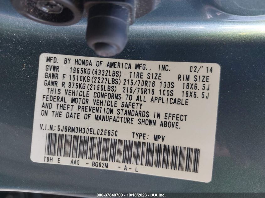 2014 HONDA CR-V LX - 5J6RM3H30EL025850