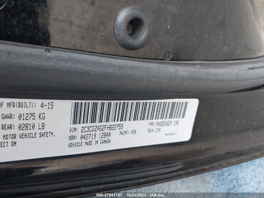 2015 DODGE CHALLENGER SXT - 2C3CDZAG2FH822759