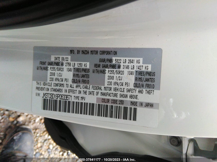 VIN JM3TCBDY8P0633671 2023 MAZDA CX-9 GRAND TOURING
