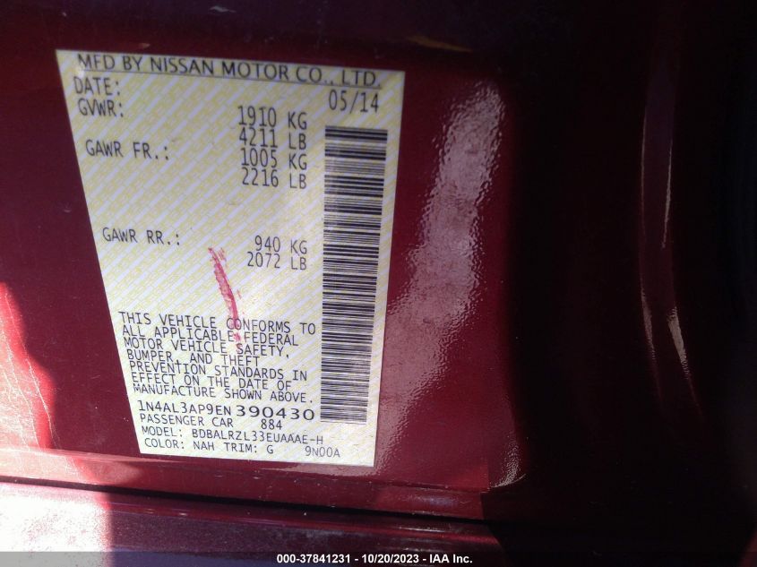 2014 NISSAN ALTIMA 2.5 S - 1N4AL3AP9EN390430