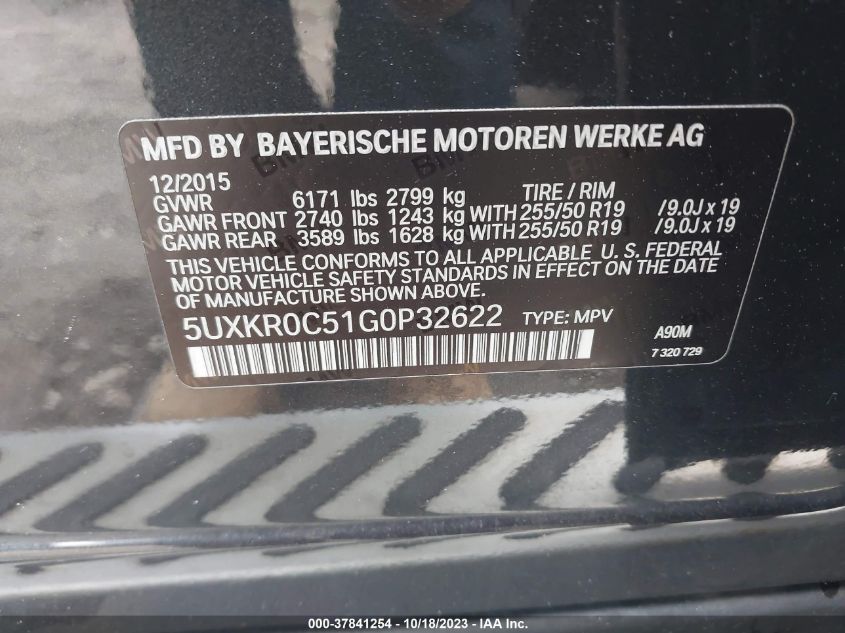 5UXKR0C51G0P32622 2016 BMW X5, photo no. 9