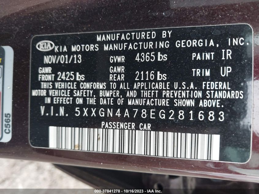 2014 KIA OPTIMA EX - 5XXGN4A78EG281683