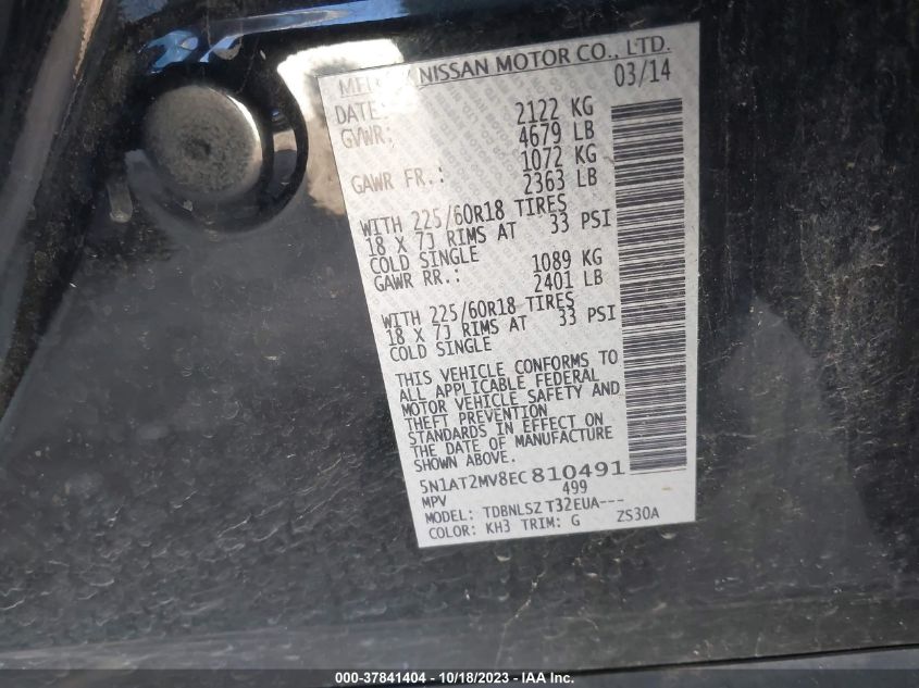 2014 NISSAN ROGUE SL - 5N1AT2MV8EC810491