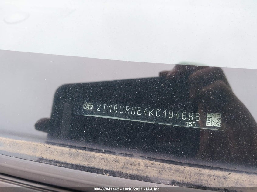 VIN 2T1BURHE4KC194686 2019 TOYOTA COROLLA L/LE/SE/XLE/XSE