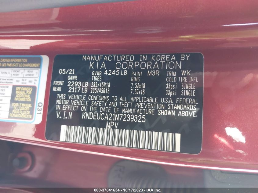 2022 KIA SELTOS NIGHTFALL - KNDEUCA21N7239325