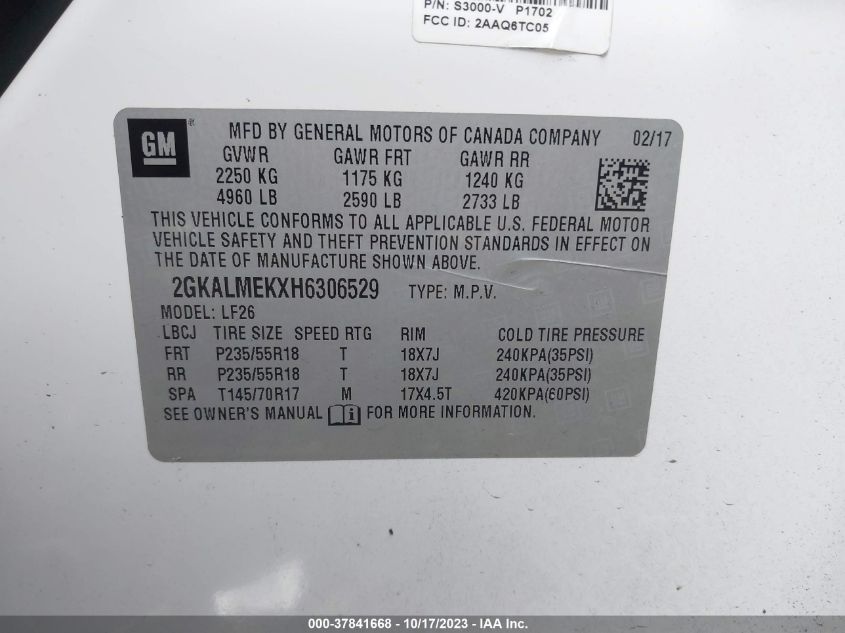 2017 GMC TERRAIN SLE - 2GKALMEKXH6306529