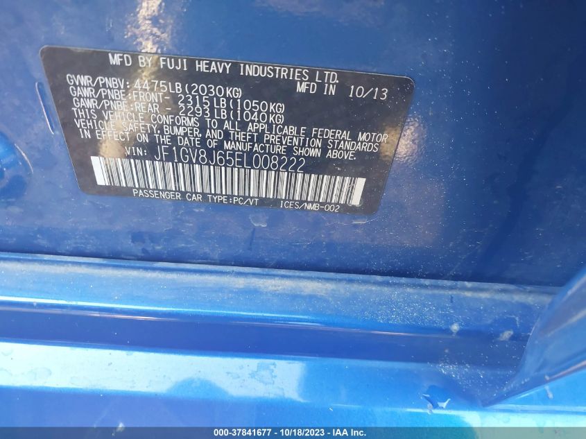2014 SUBARU IMPREZA SEDAN WRX WRX STI LIMITED JF1GV8J65EL008222